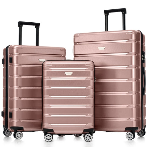 Hardshell Luggage Set 3 Piece, Durable ABS+PC Travel Suitcase with