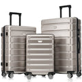 Hardshell Luggage Set 3 Piece, Durable ABS+PC Travel Suitcase with